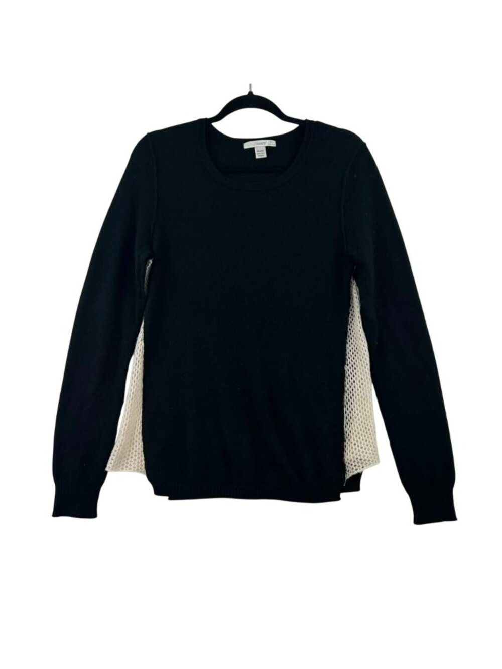 Subtle Luxury Sweater Women's Size M/L Black Side Panels 100% Cashmere Crewneck